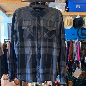 Warehouse One Men's Casual Button Down Shirt - Black